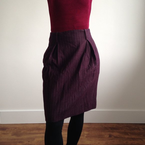 Bagatelle - Wool Burgundy Pencil Skirt - Picture 7 of 16